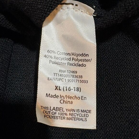 Time & True Womens XL Sweater Black Leopard Heart Graphic Knit Boho Casual Chic - Picture 4 of 7